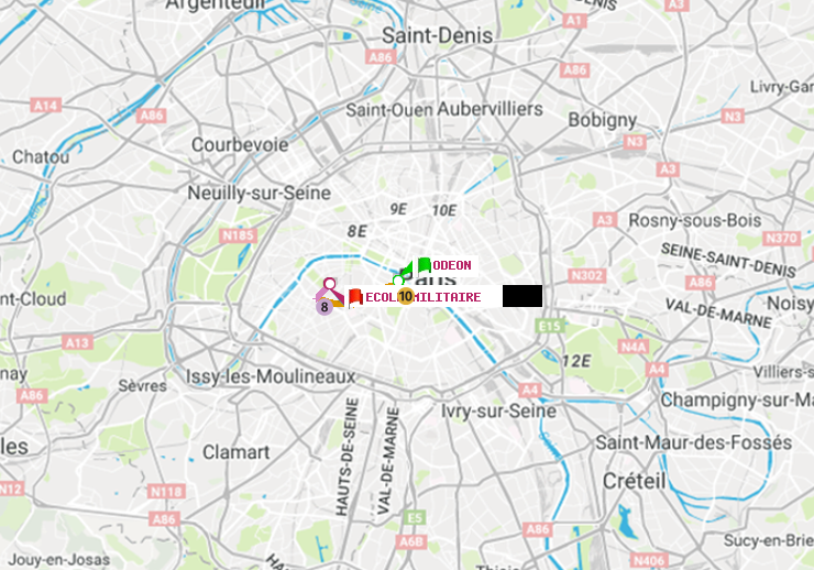 plan itinéraire ratp de Odéon à Ecole Militaire