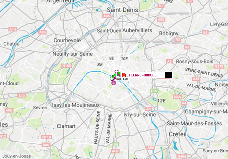 plan itinéraire ratp de Odéon à Etienne Marcel