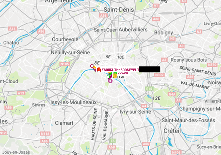 plan itinéraire ratp de Odéon à Franklin-Roosevelt