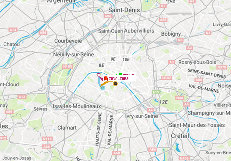 plan itinéraire ratp de Odéon à Invalides