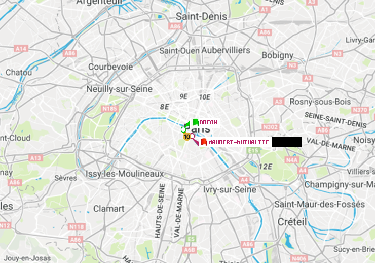 plan itinéraire ratp de Odéon à Maubert-Mutualité