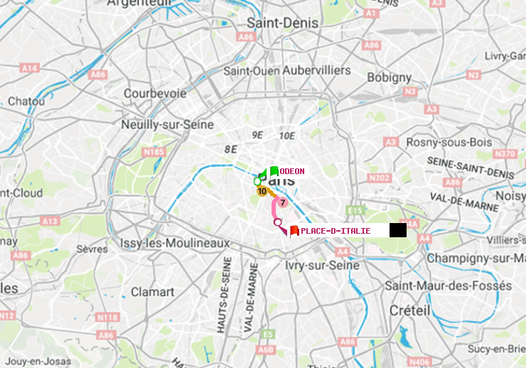 plan itinéraire ratp de Odéon à Place d