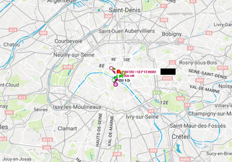 plan itinéraire ratp de Odéon à Quatre Septembre