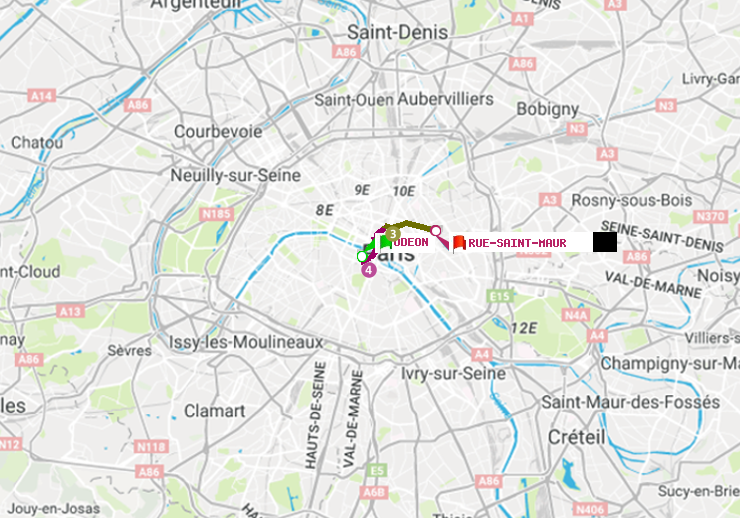 plan itinéraire ratp de Odéon à Rue Saint-Maur