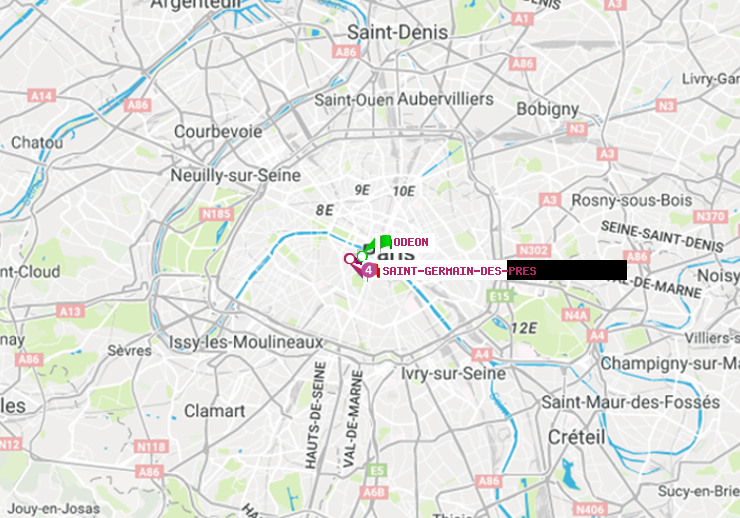 plan itinéraire ratp de Odéon à Saint-Germain des Prés