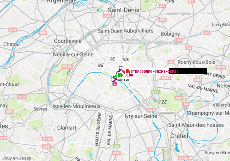 plan itinéraire ratp de Odéon à Strasbourg-Saint-Denis