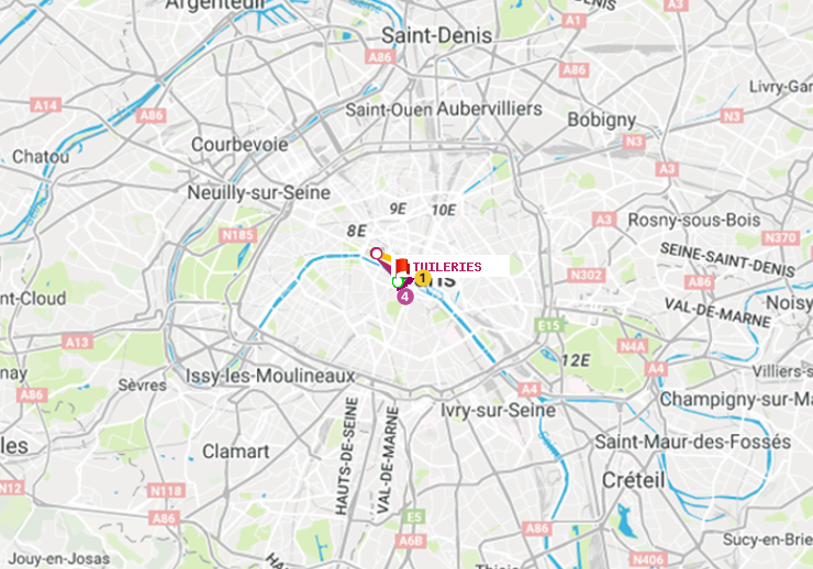 plan itinéraire ratp de Odéon à Tuileries