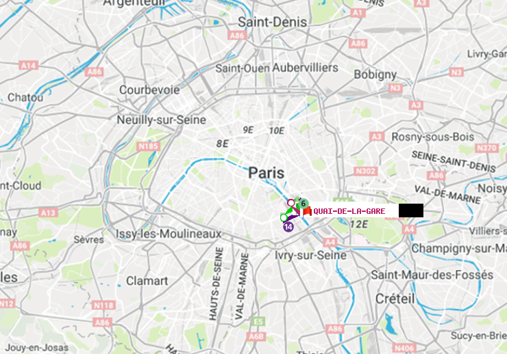 plan itinéraire ratp de Olympiades à Quai de la Gare