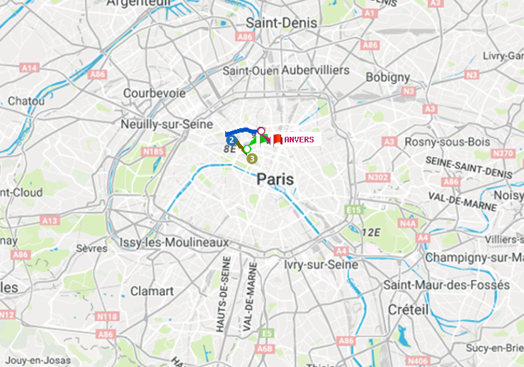 plan itinéraire ratp de Opéra à Anvers