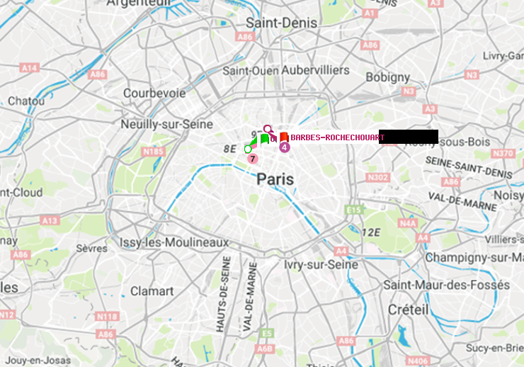 plan itinéraire ratp de Opéra à Barbès-Rochechouart