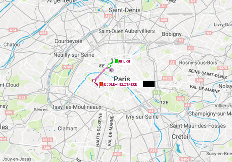 plan itinéraire ratp de Opéra à Ecole Militaire