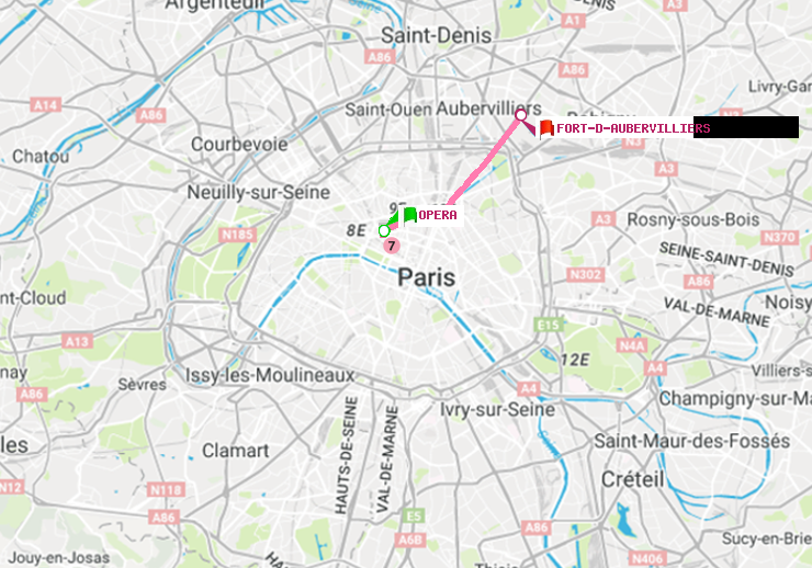 plan itinéraire ratp de Opéra à Fort d