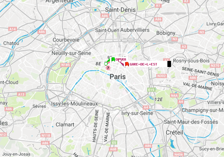 plan itinéraire ratp de Opéra à Gare de l