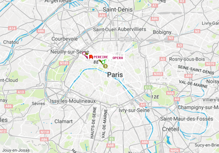 plan itinéraire ratp de Opéra à Péreire