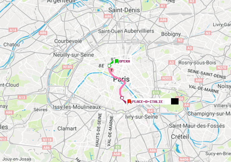 plan itinéraire ratp de Opéra à Place d
