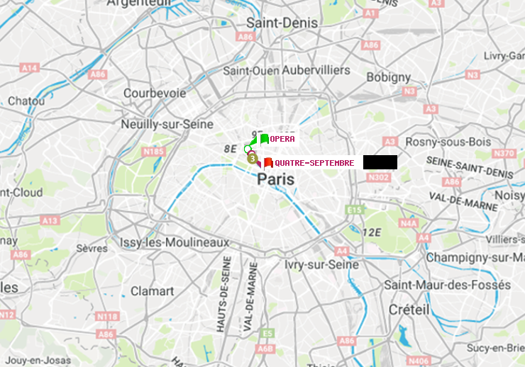 plan itinéraire ratp de Opéra à Quatre Septembre