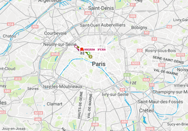 plan itinéraire ratp de Opéra à Wagram