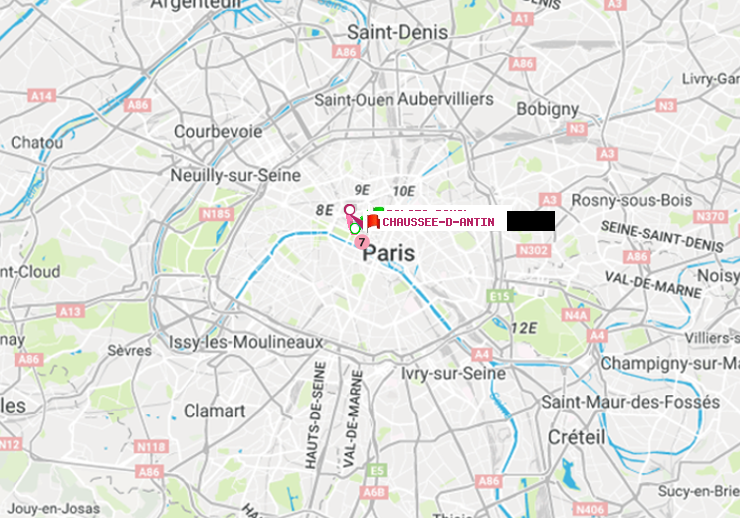 plan itinéraire ratp de Palais-Royal (Musée du Louvre) à Chaussée d