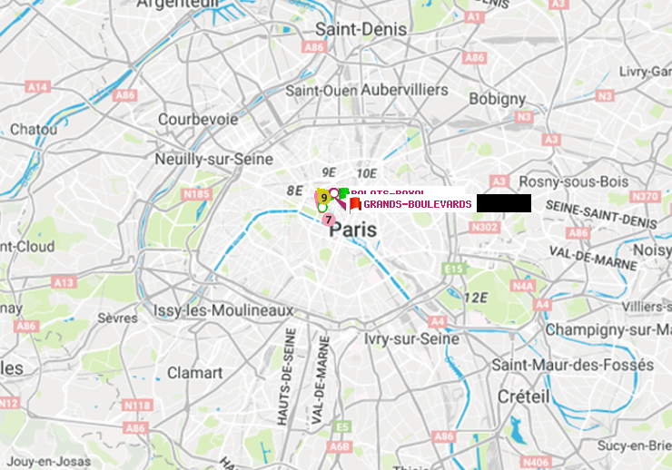 plan itinéraire ratp de Palais-Royal (Musée du Louvre) à Grands Boulevards