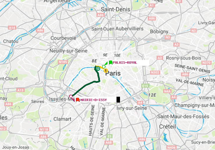 plan itinéraire ratp de Palais-Royal (Musée du Louvre) à Mairie d