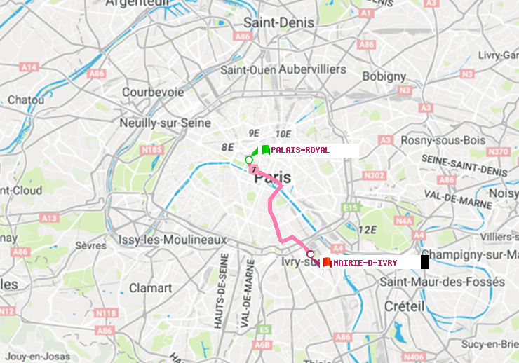 plan itinéraire ratp de Palais-Royal (Musée du Louvre) à Mairie d