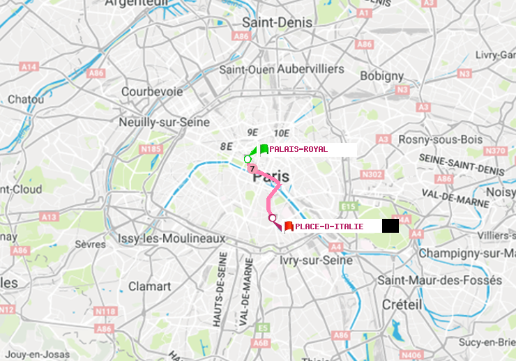 plan itinéraire ratp de Palais-Royal (Musée du Louvre) à Place d
