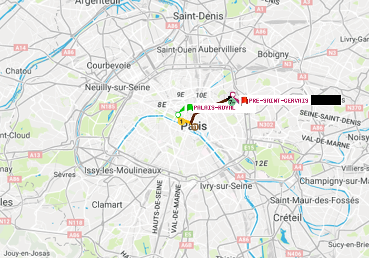 plan itinéraire ratp de Palais-Royal (Musée du Louvre) à Pré-Saint-Gervais