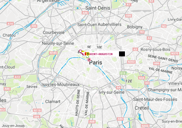 plan itinéraire ratp de Palais-Royal (Musée du Louvre) à Saint-Augustin