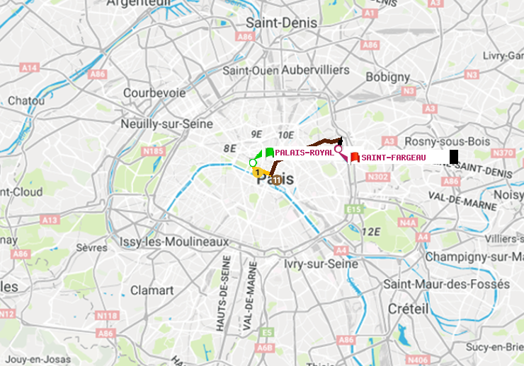 plan itinéraire ratp de Palais-Royal (Musée du Louvre) à Saint-Fargeau