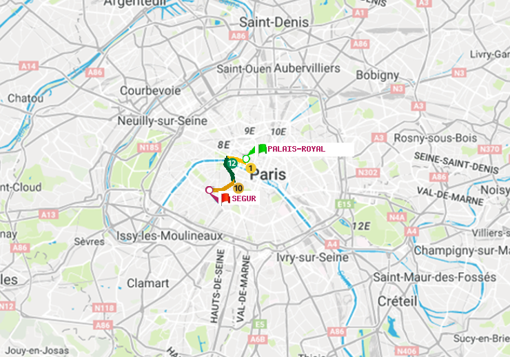 plan itinéraire ratp de Palais-Royal (Musée du Louvre) à Ségur