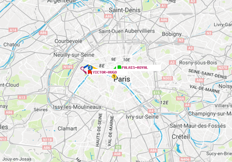 plan itinéraire ratp de Palais-Royal (Musée du Louvre) à Victor Hugo