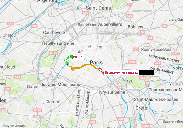 plan itinéraire ratp de Passy à Gare d