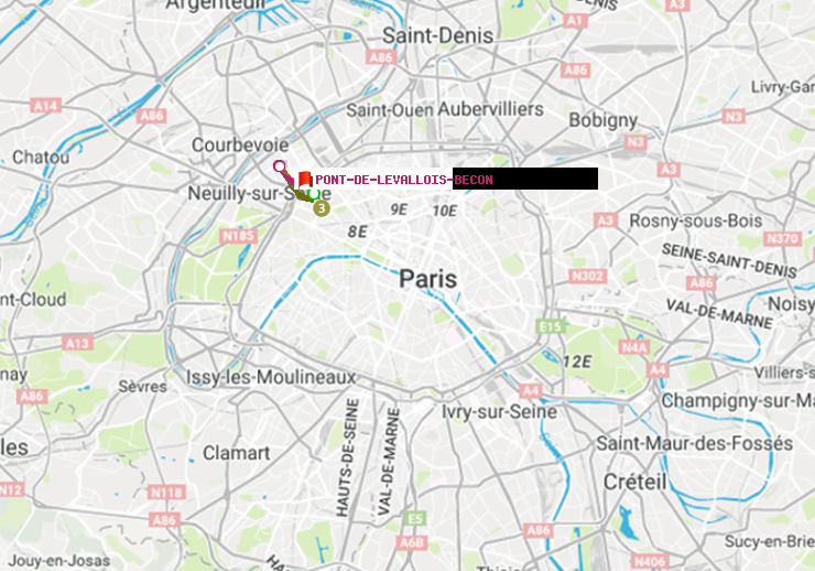 plan itinéraire ratp de Péreire à Pont de Levallois-Bécon
