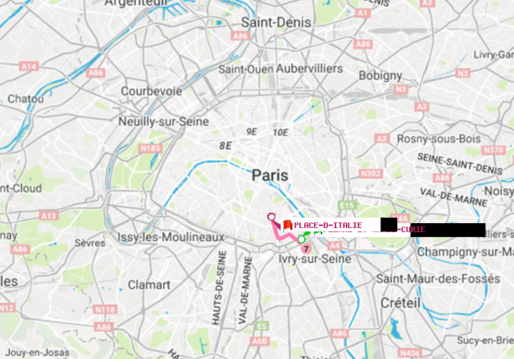 plan itinéraire ratp de Pierre et Marie Curie à Place d