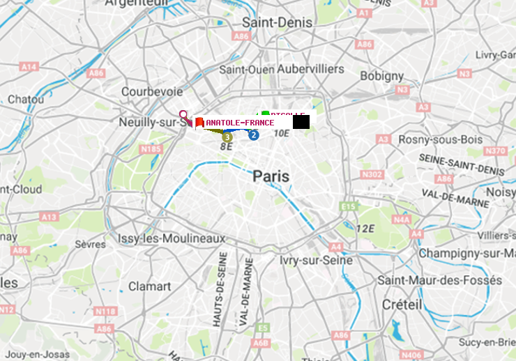 plan itinéraire ratp de Pigalle à Anatole-France