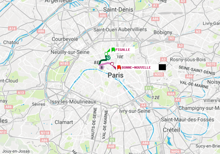 plan itinéraire ratp de Pigalle à Bonne Nouvelle