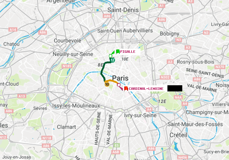 plan itinéraire ratp de Pigalle à Cardinal-Lemoine