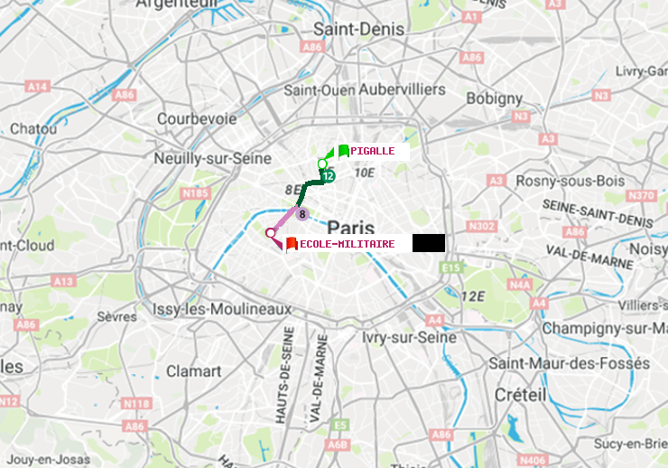 plan itinéraire ratp de Pigalle à Ecole Militaire