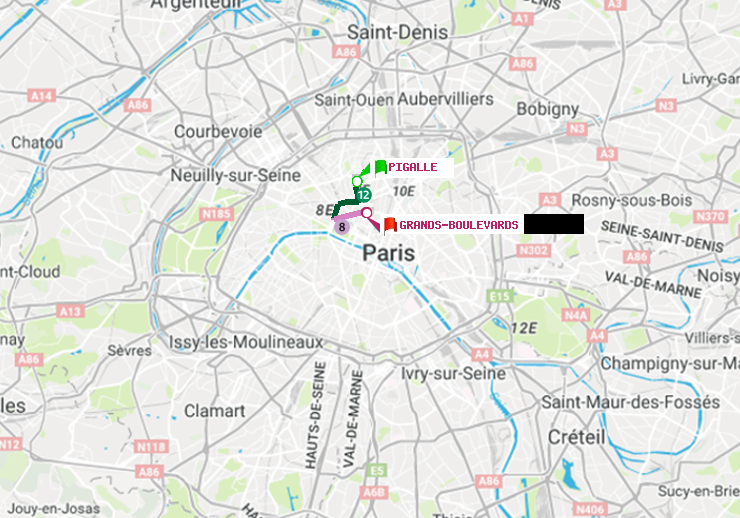 plan itinéraire ratp de Pigalle à Grands Boulevards