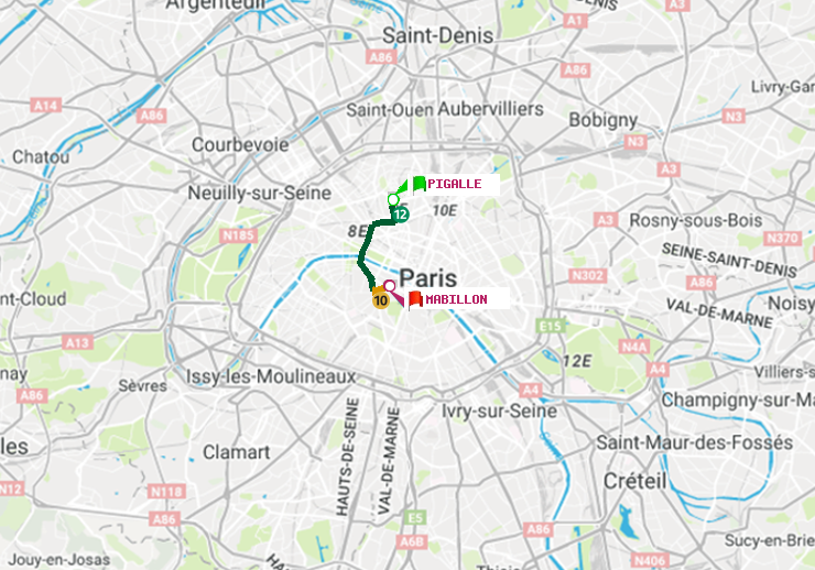 plan itinéraire ratp de Pigalle à Mabillon