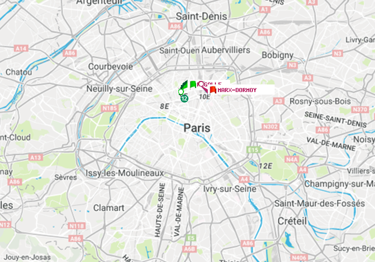 plan itinéraire ratp de Pigalle à Marx-Dormoy