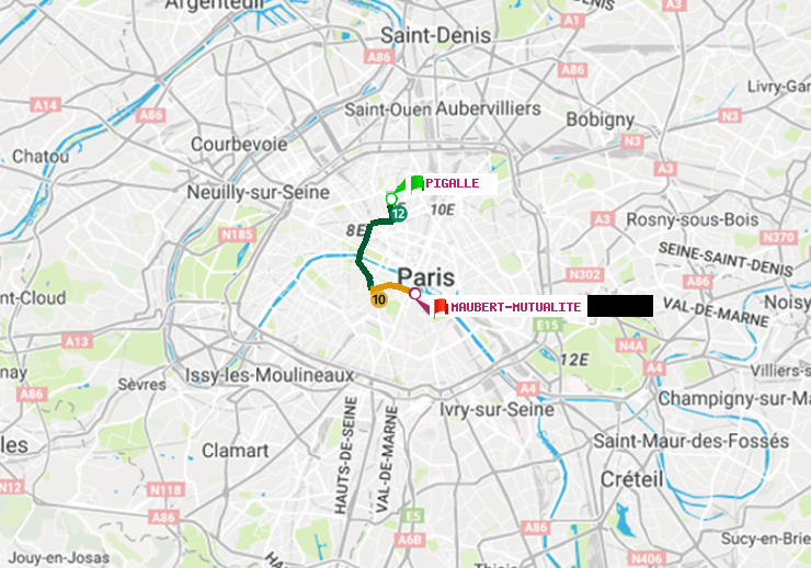 plan itinéraire ratp de Pigalle à Maubert-Mutualité
