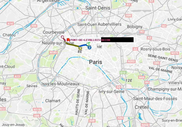 plan itinéraire ratp de Pigalle à Pont de Levallois-Bécon