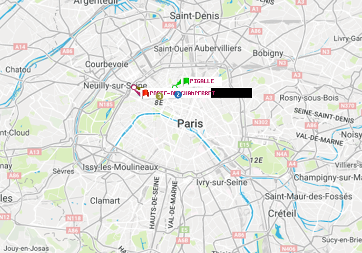 plan itinéraire ratp de Pigalle à Porte de Champerret
