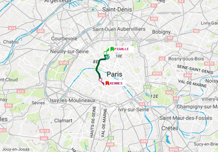 plan itinéraire ratp de Pigalle à Rennes
