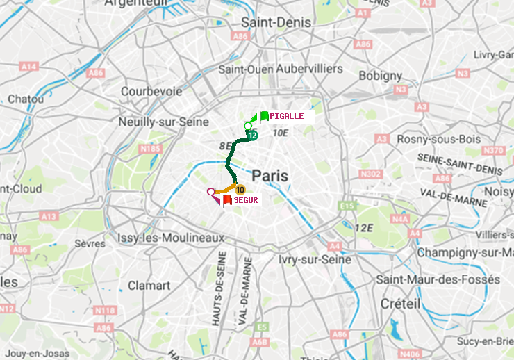 plan itinéraire ratp de Pigalle à Ségur
