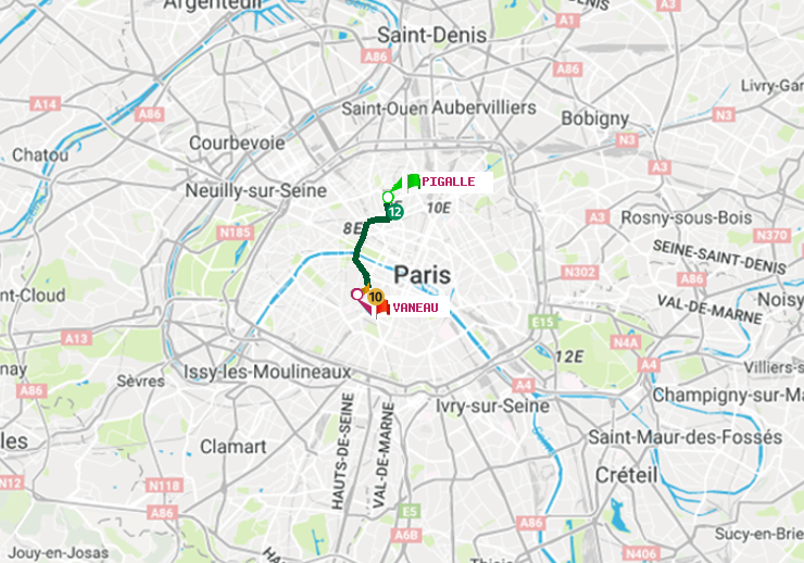 plan itinéraire ratp de Pigalle à Vaneau