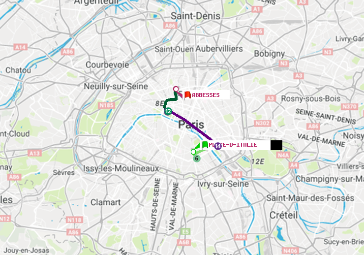 plan itinéraire ratp de Place d