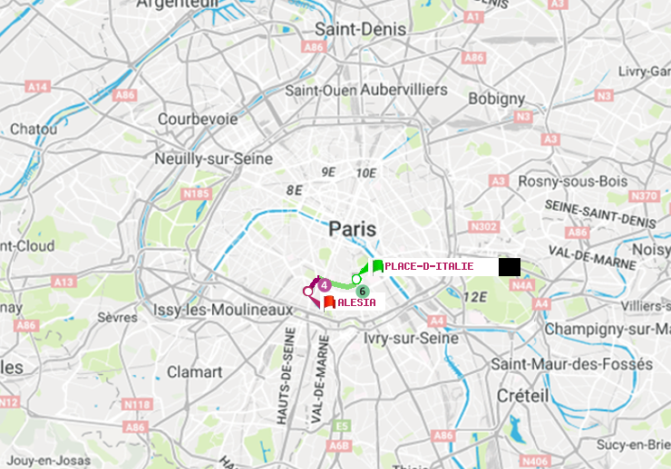 plan itinéraire ratp de Place d