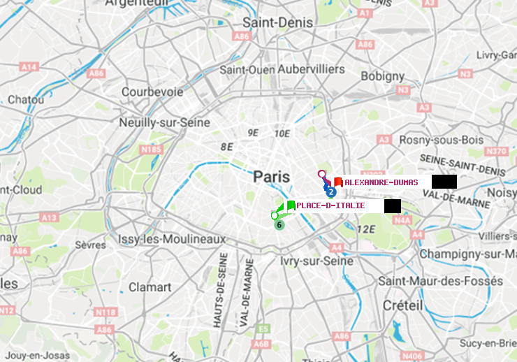 plan itinéraire ratp de Place d